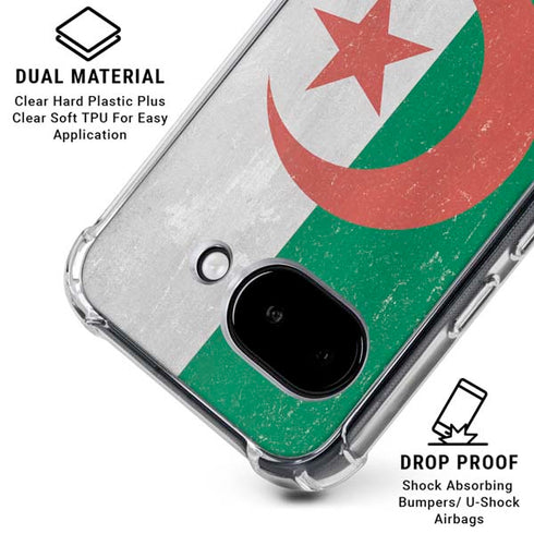 Algeria Flag Distressed Google Pixel 9a Clear Case